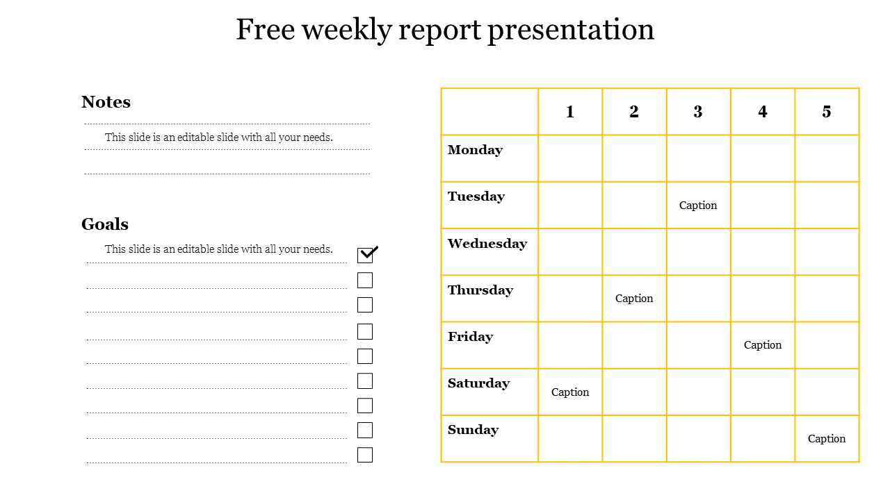 Free - Effective Free Weekly Report Presentation Template Design